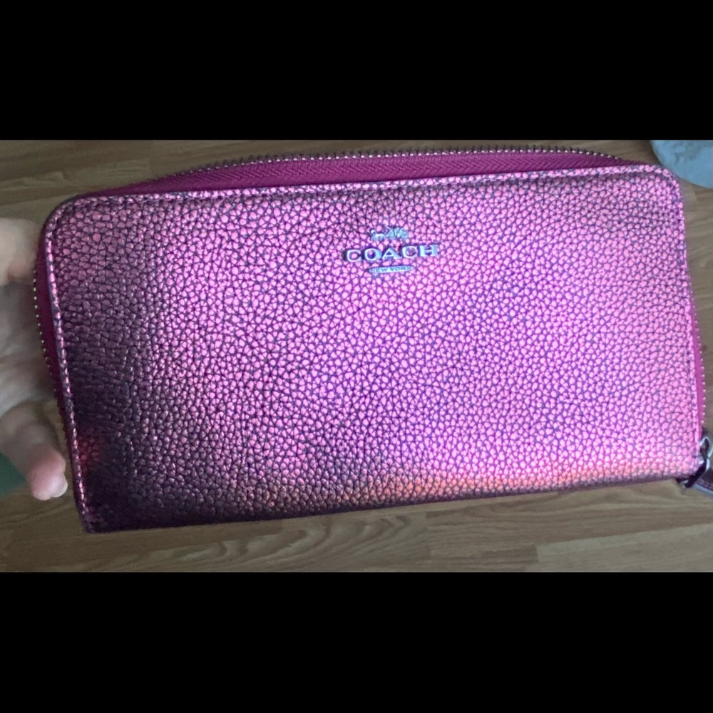 Coach Metallic Pink Accordion Wallet